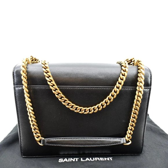 YVES SAINT LAURENT  Monogram Sunset Medium Leather Shoulder Bag Black - Picture 3 of 13